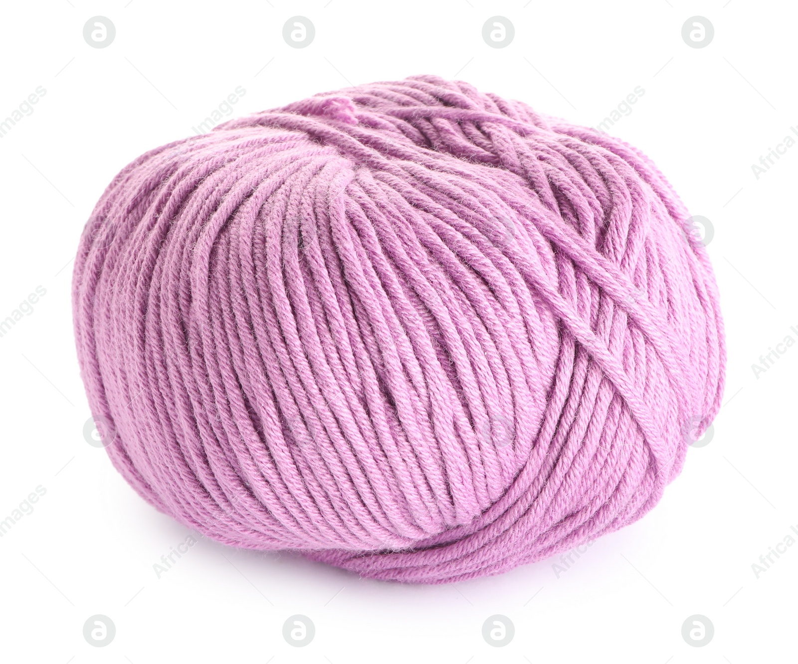 Photo of Soft pink woolen yarn isolated on white