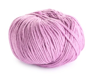 Soft pink woolen yarn isolated on white