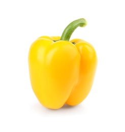 Photo of Ripe yellow bell pepper isolated on white