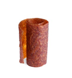 Delicious fruit leather roll isolated on white