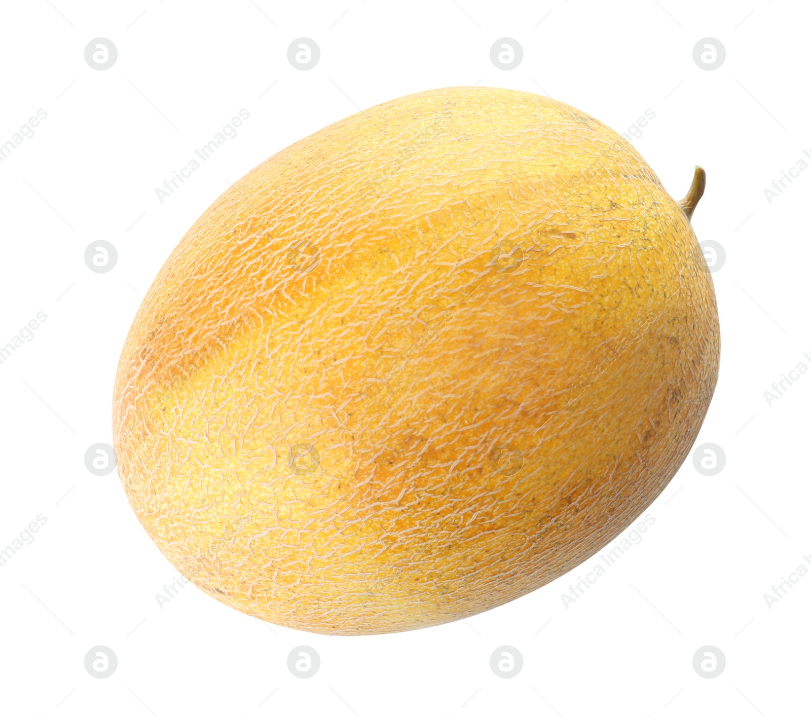 Photo of Whole tasty ripe melon on white background, top view