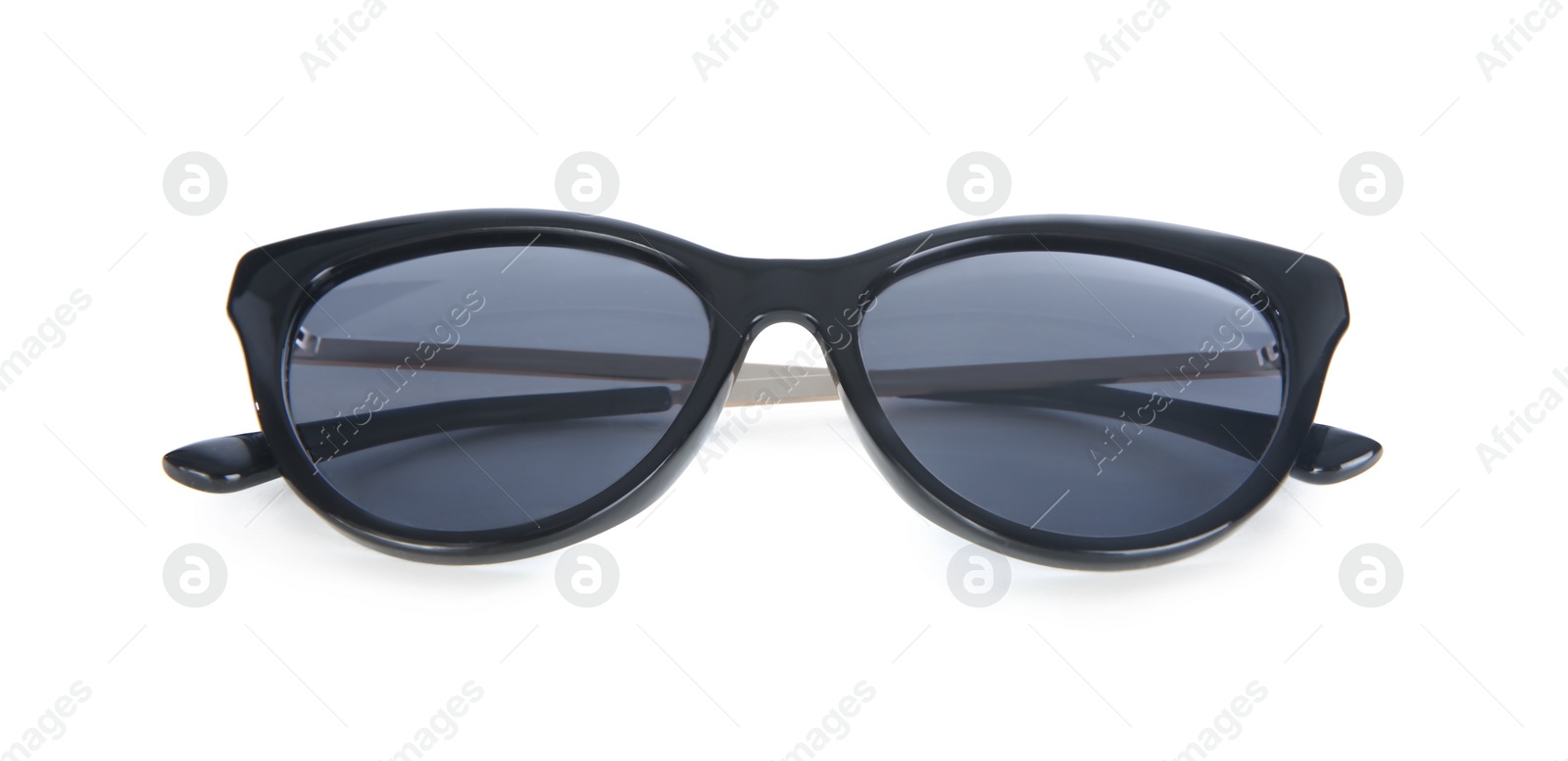 Photo of Stylish sunglasses isolated on white. Beach accessory