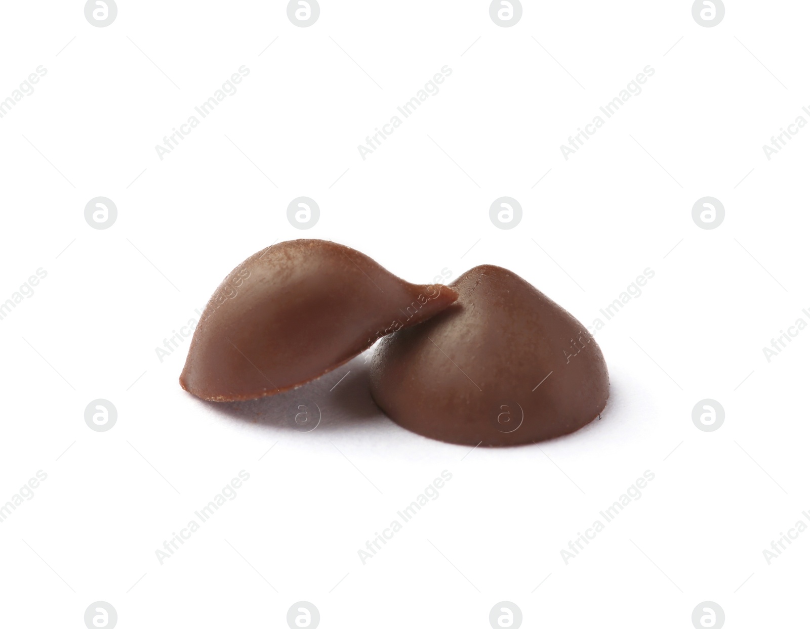 Photo of Delicious chocolate chips on white background