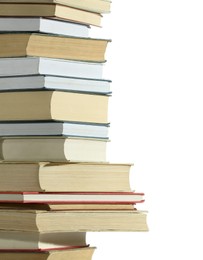 Photo of Stack of many different books isolated on white