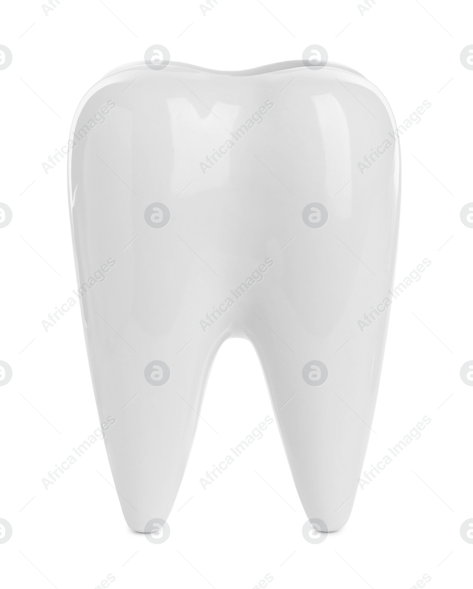 Photo of Tooth shaped holder isolated on white. Dental care