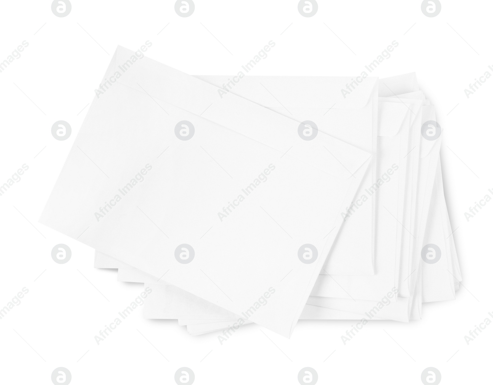 Photo of Stack of letters on white background, top view