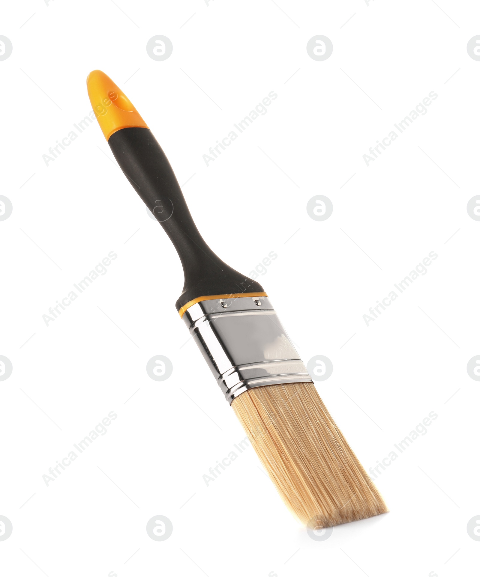 Photo of New paint brush on white background. Decorating tool