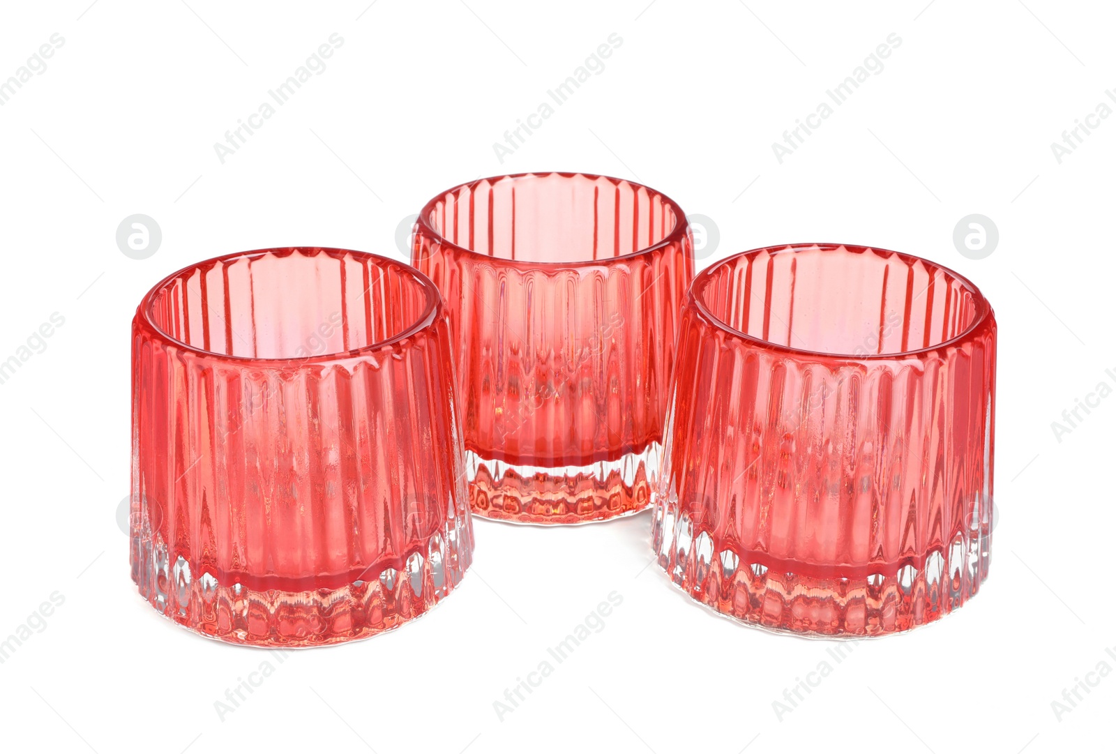 Photo of Beautiful clean empty glasses on white background