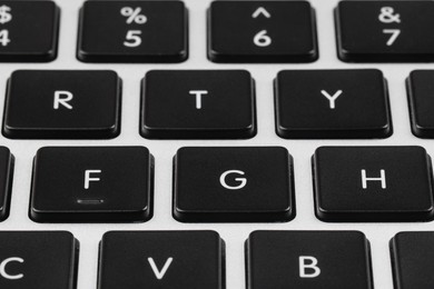 Closeup view of buttons on modern computer keyboard