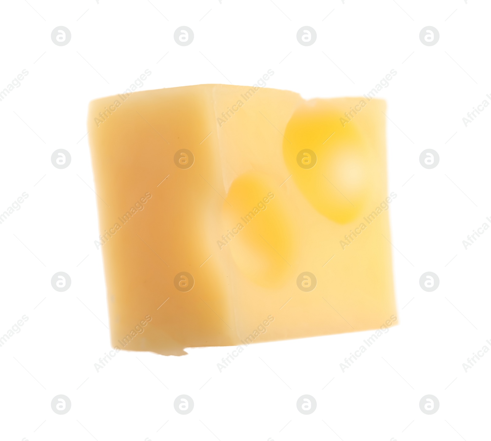 Photo of Cube of delicious cheese isolated on white