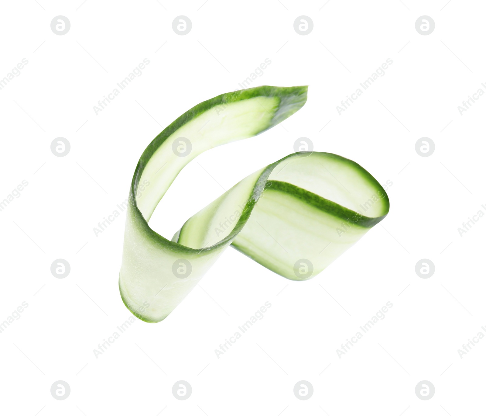 Photo of Slice of fresh cucumber isolated on white