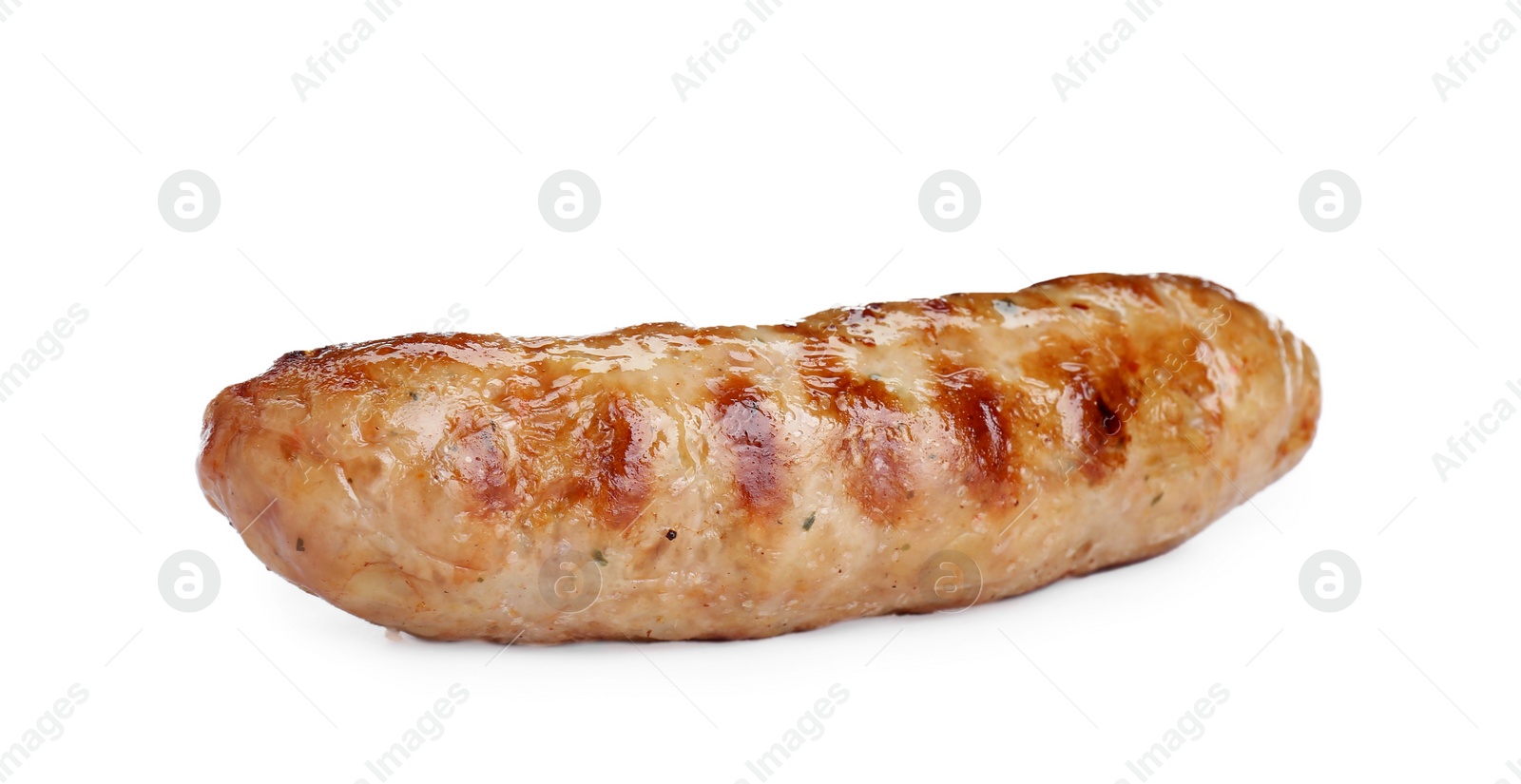 Photo of Tasty fresh grilled sausage isolated on white