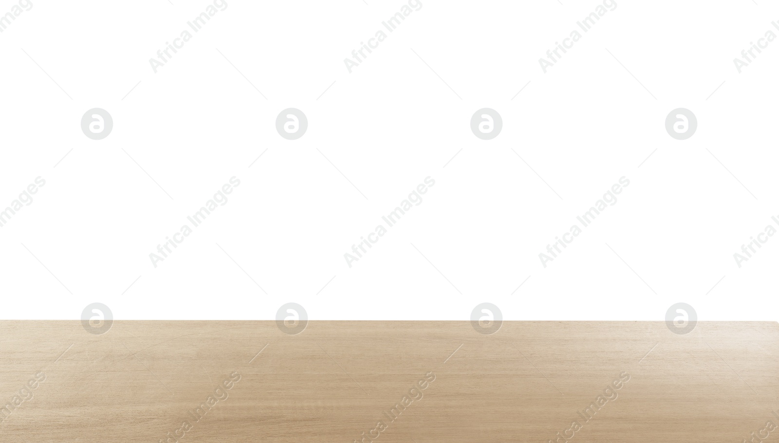 Photo of Stylish wooden table top against white background