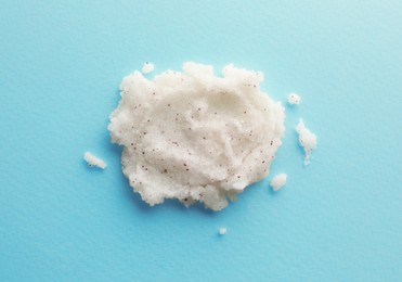 Photo of Samplescrub on turquoise background, top view