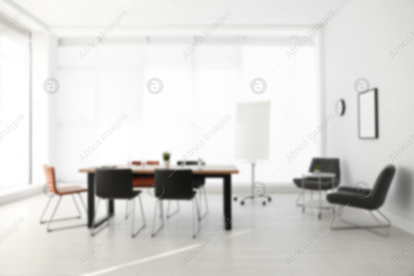 Image of Blurred view of modern office interior 