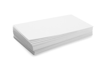 Photo of Blank business cards isolated on white. Mockup for design