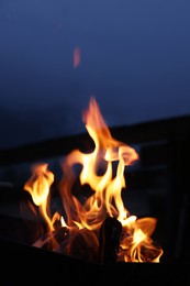 Photo of Beautiful view of bonfire outdoors in evening