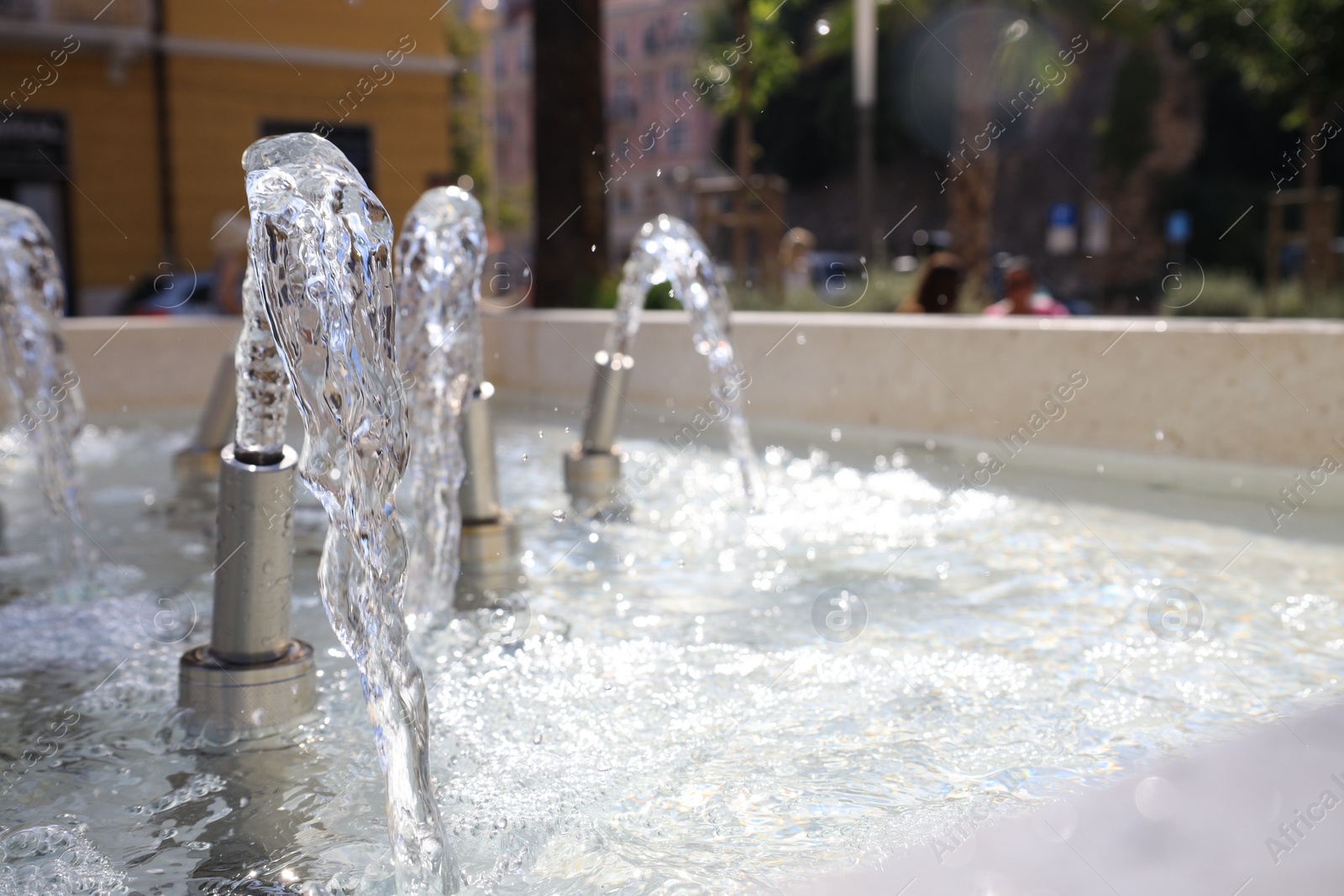 Photo of View of beautiful city fountain outdoors, closeup