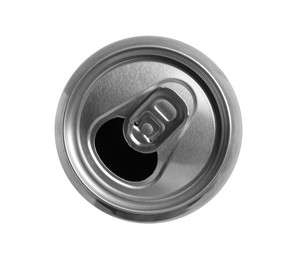 Photo of Aluminium can isolated on white, top view