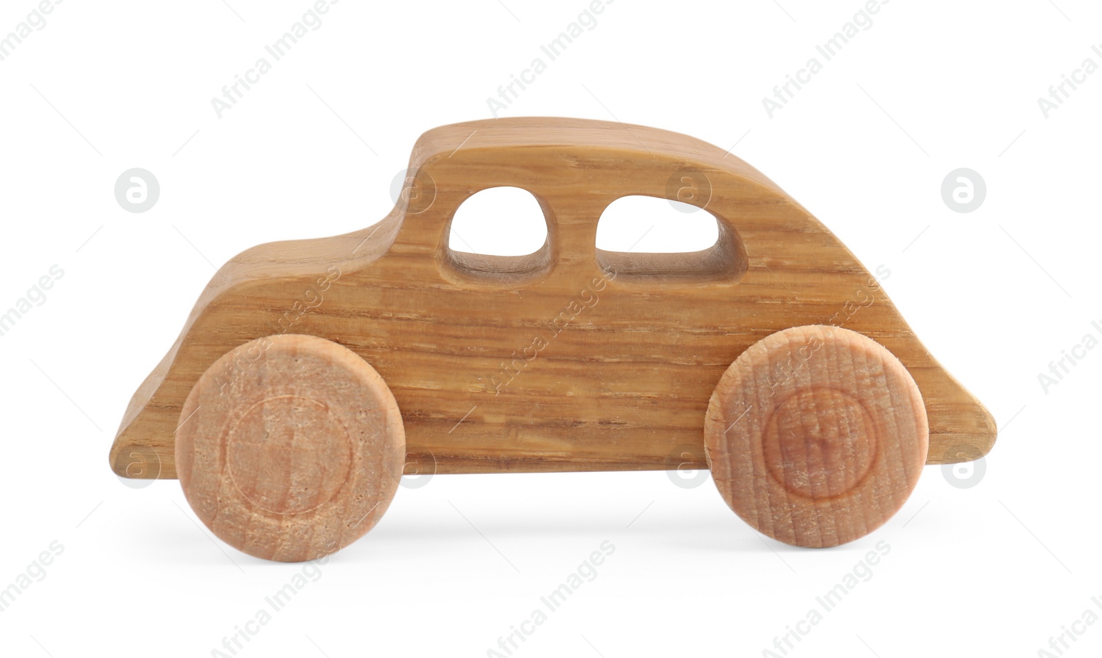 Photo of Wooden car isolated on white. Children's toy