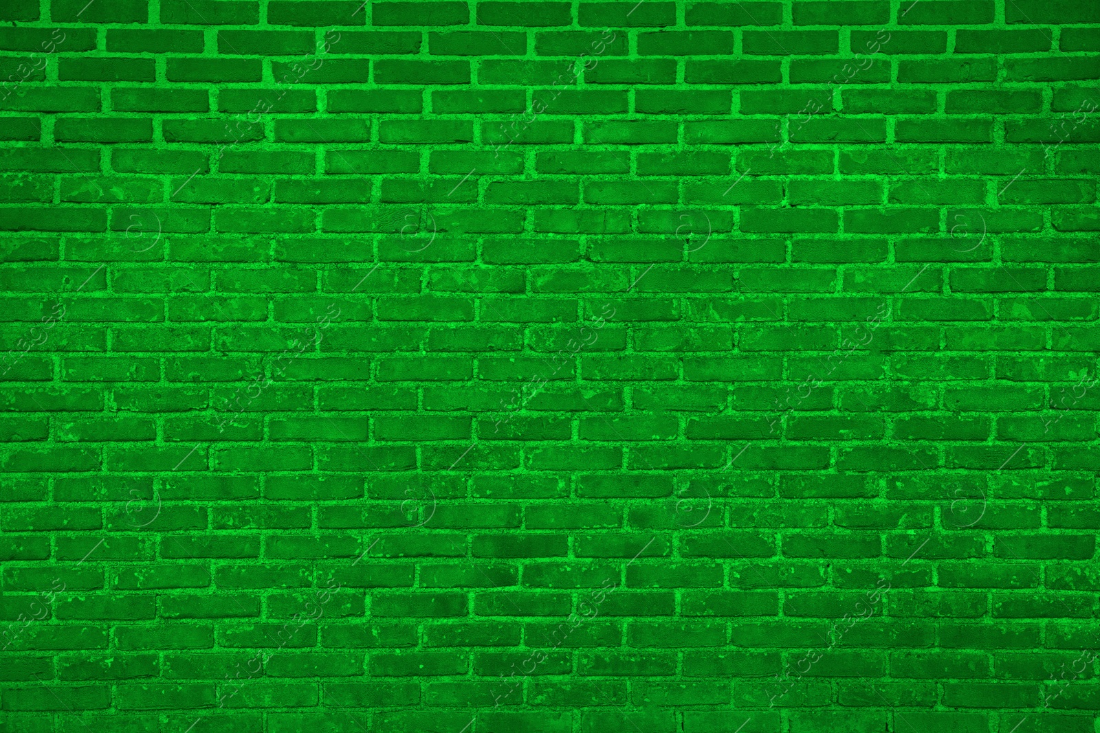 Image of Texture of bright green brick wall as background