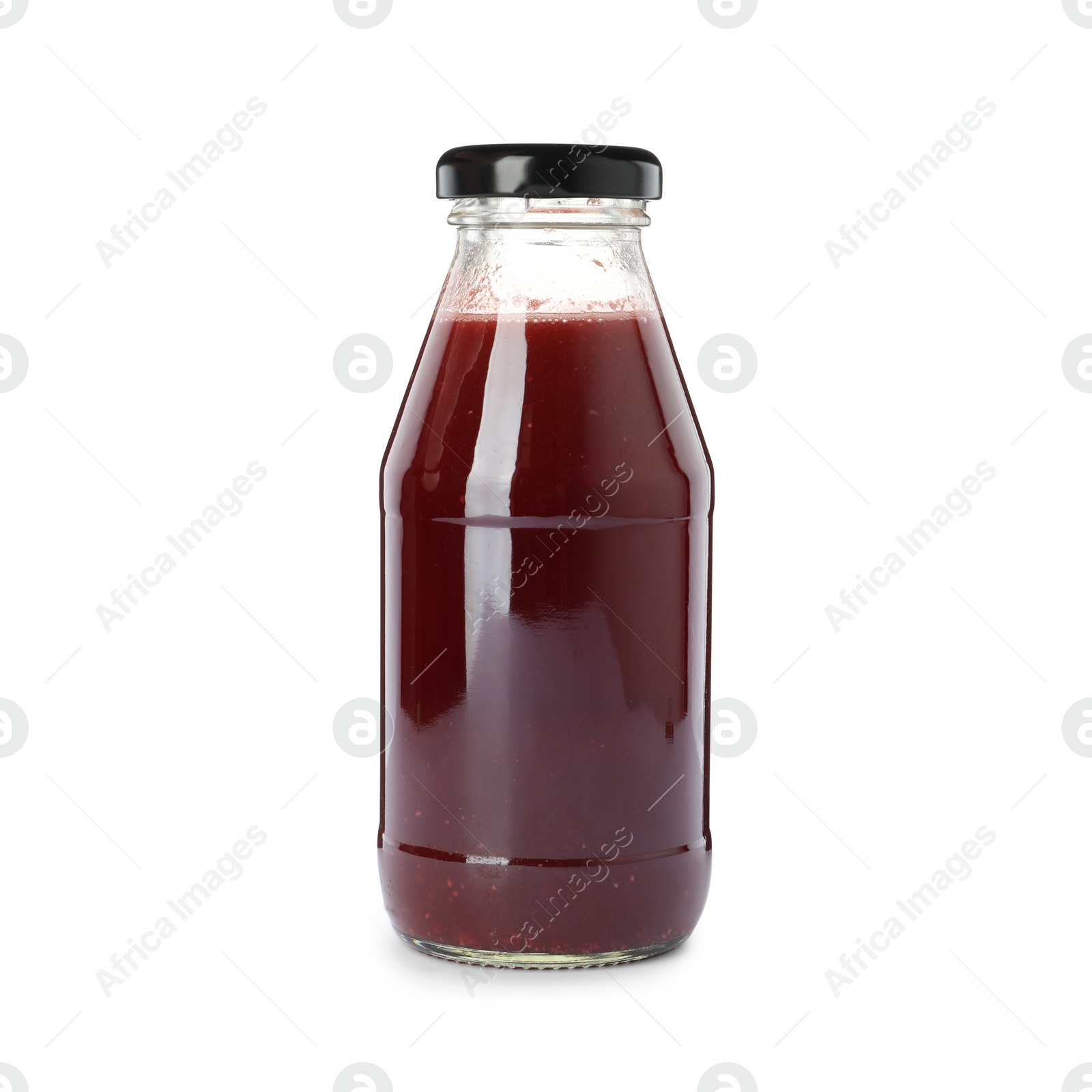 Photo of Bottle of fresh juice isolated on white