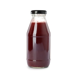 Photo of Bottle of fresh juice isolated on white