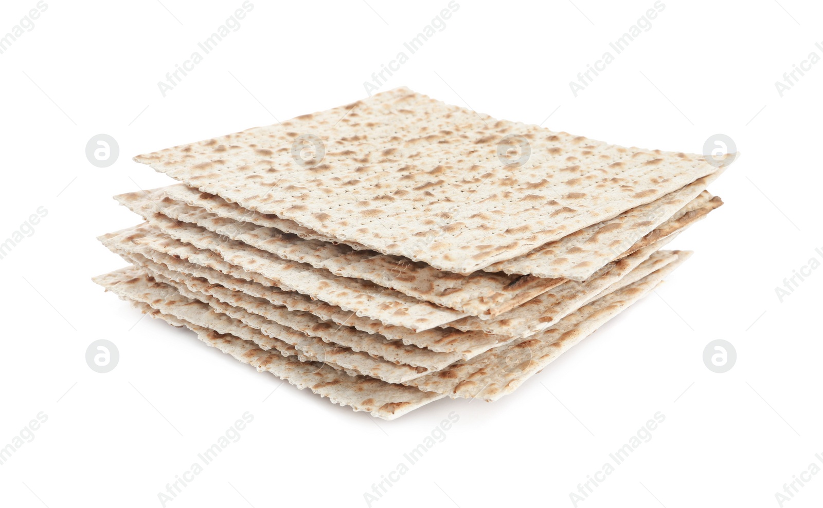 Photo of Passover matzos isolated on white. Pesach celebration