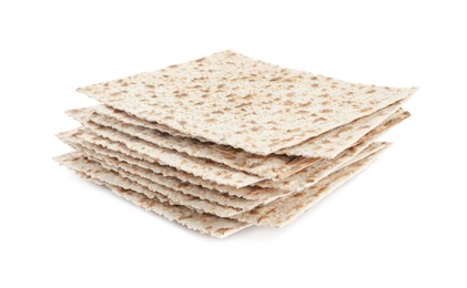 Passover matzos isolated on white. Pesach celebration