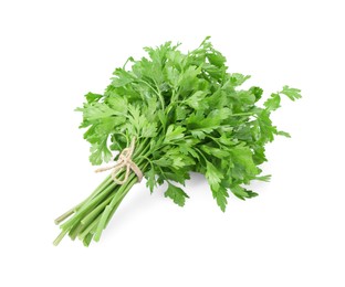 Photo of Bunch of fresh green parsley isolated on white