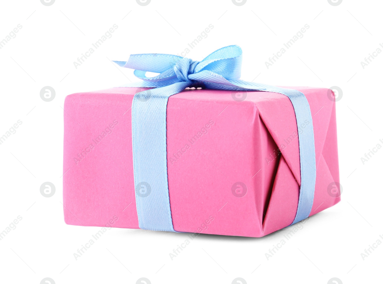 Photo of Beautiful gift box with ribbon on white background