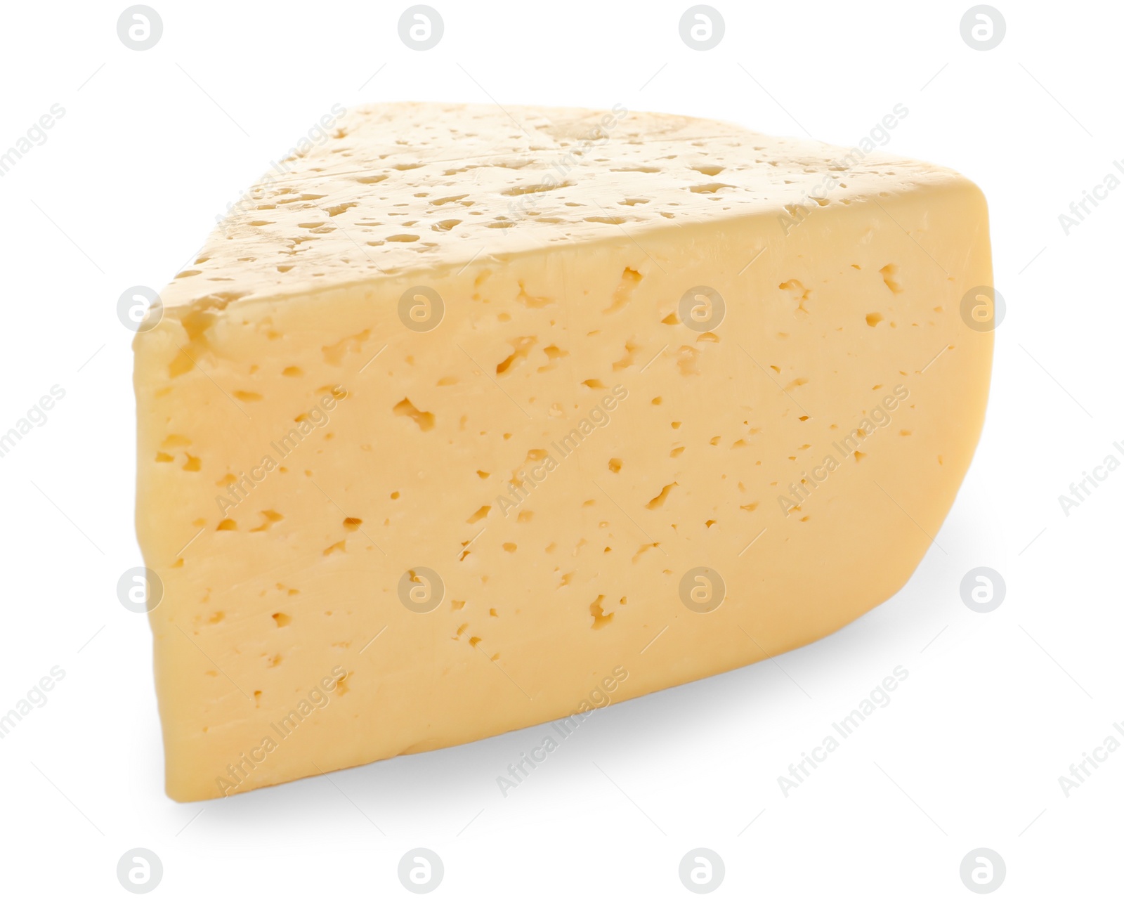 Photo of Piece of delicious cheese on white background