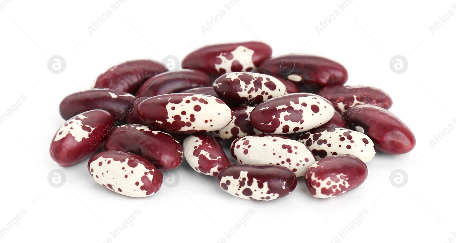 Photo of Pile of dry kidney beans on white background