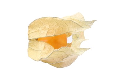 Ripe physalis fruit with calyx isolated on white