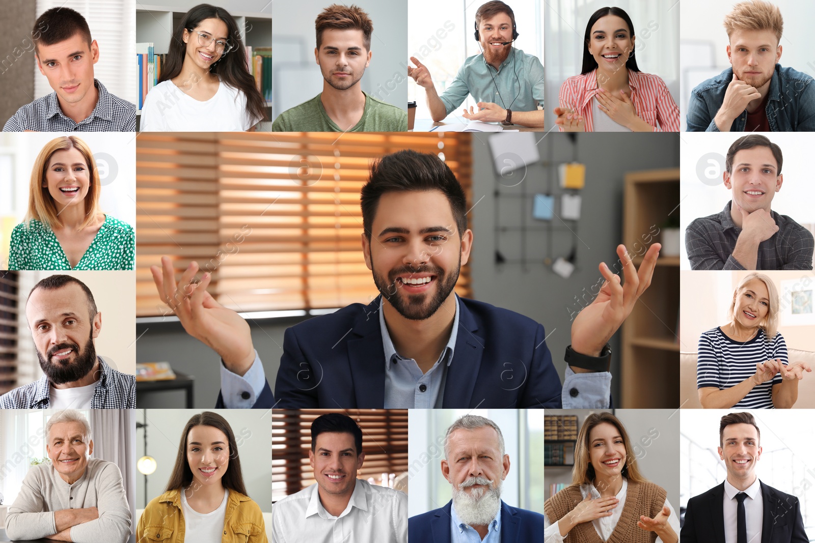 Image of Group of people attending webinar. Video conference