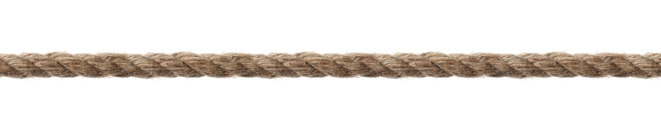 Image of Long durable hemp rope on white background