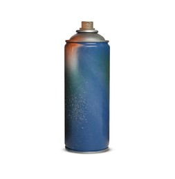 Photo of Used can of spray paint on white background