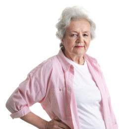 Photo of Portrait of mature woman isolated on white