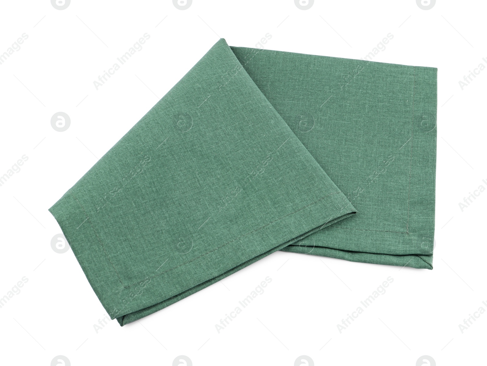 Photo of Green cloth kitchen napkin isolated on white