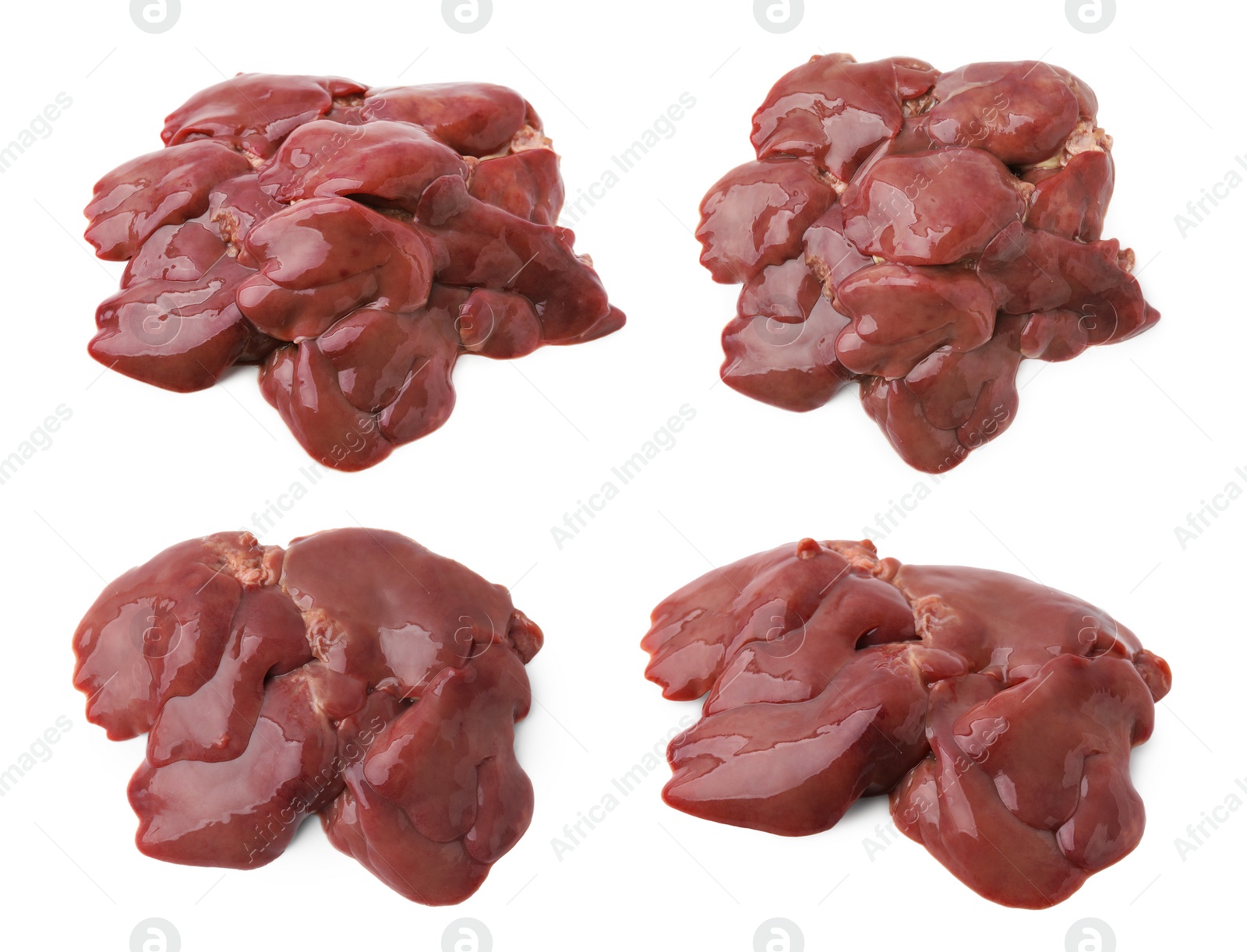 Image of Fresh raw chicken liver isolated on white, collection