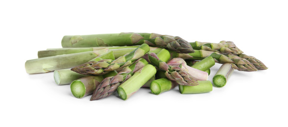 Fresh raw asparagus isolated on white. Healthy eating