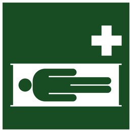 International Maritime Organization (IMO) sign, illustration. Stretcher