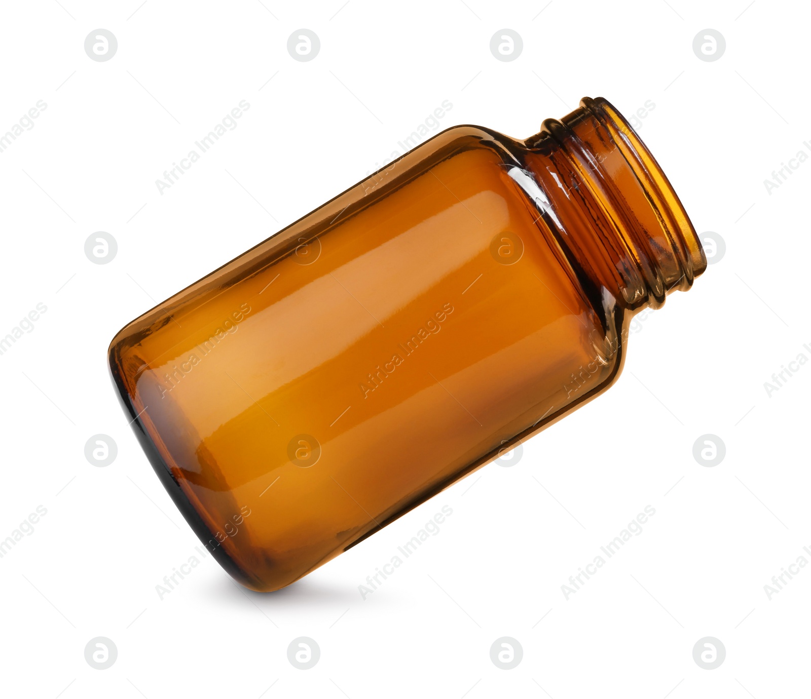 Photo of Blank glass pill bottle isolated on white