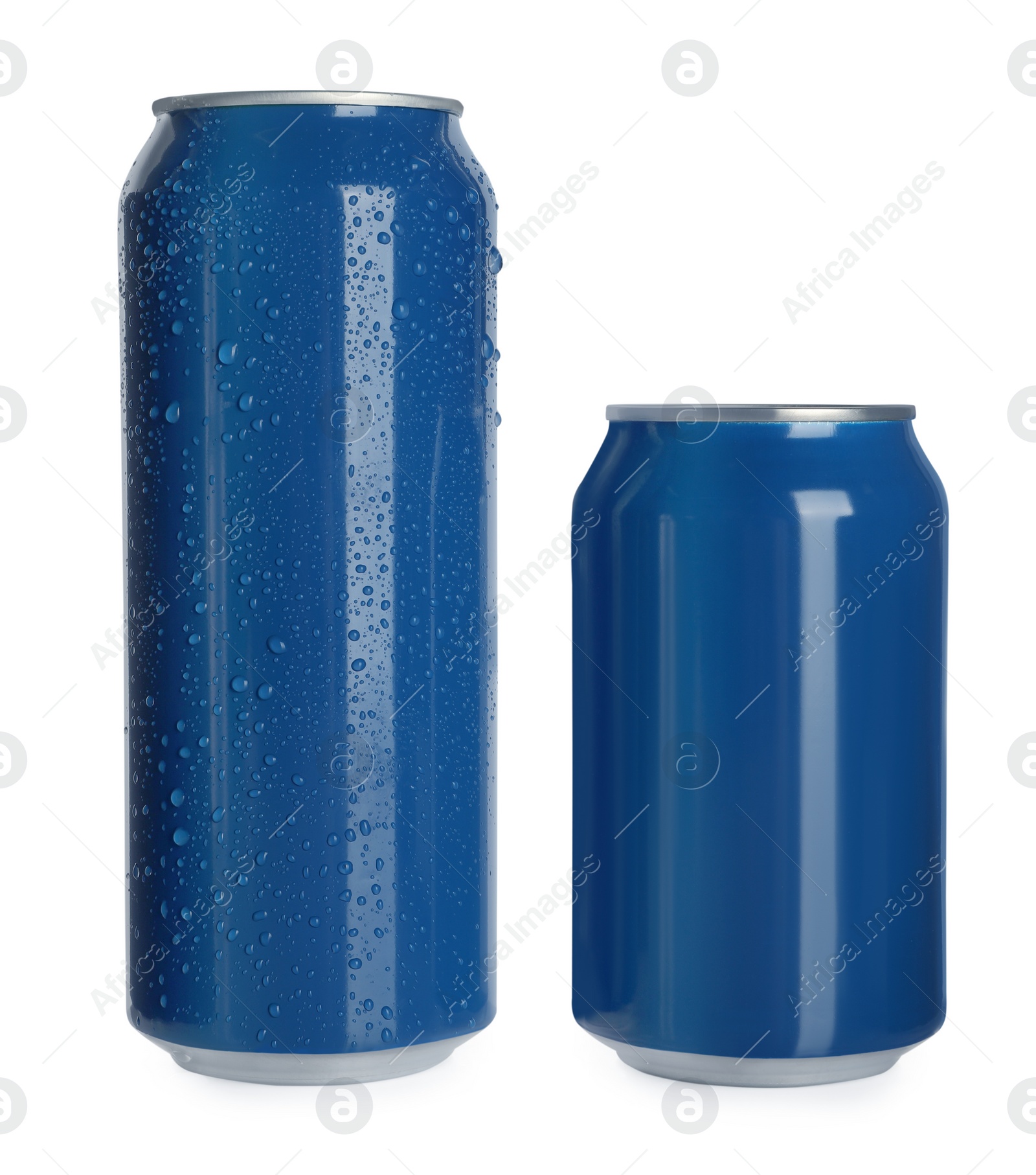 Photo of Aluminum cans on white background. Mockup for design