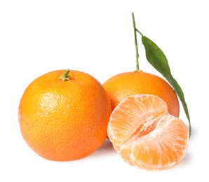 Photo of Fresh ripe juicy tangerines isolated on white