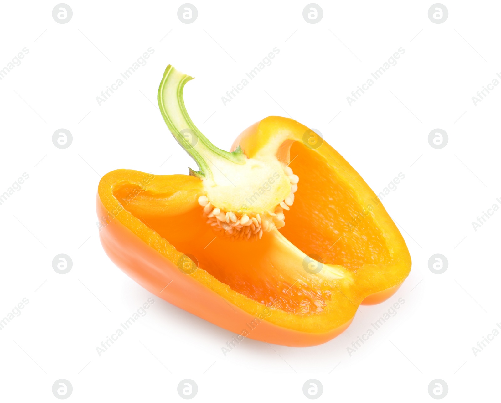 Photo of Half of orange bell pepper isolated on white