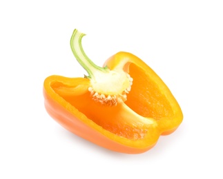 Half of orange bell pepper isolated on white