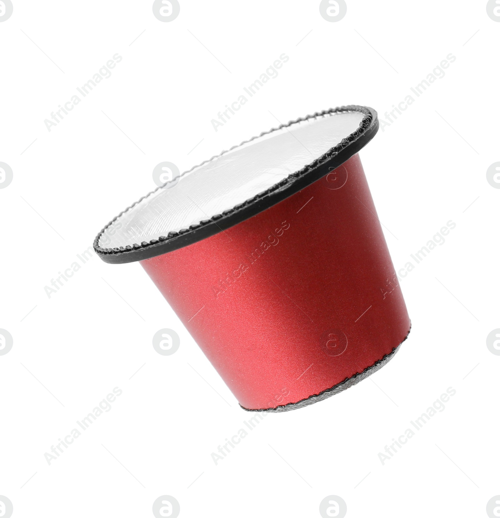 Photo of One plastic coffee capsule isolated on white