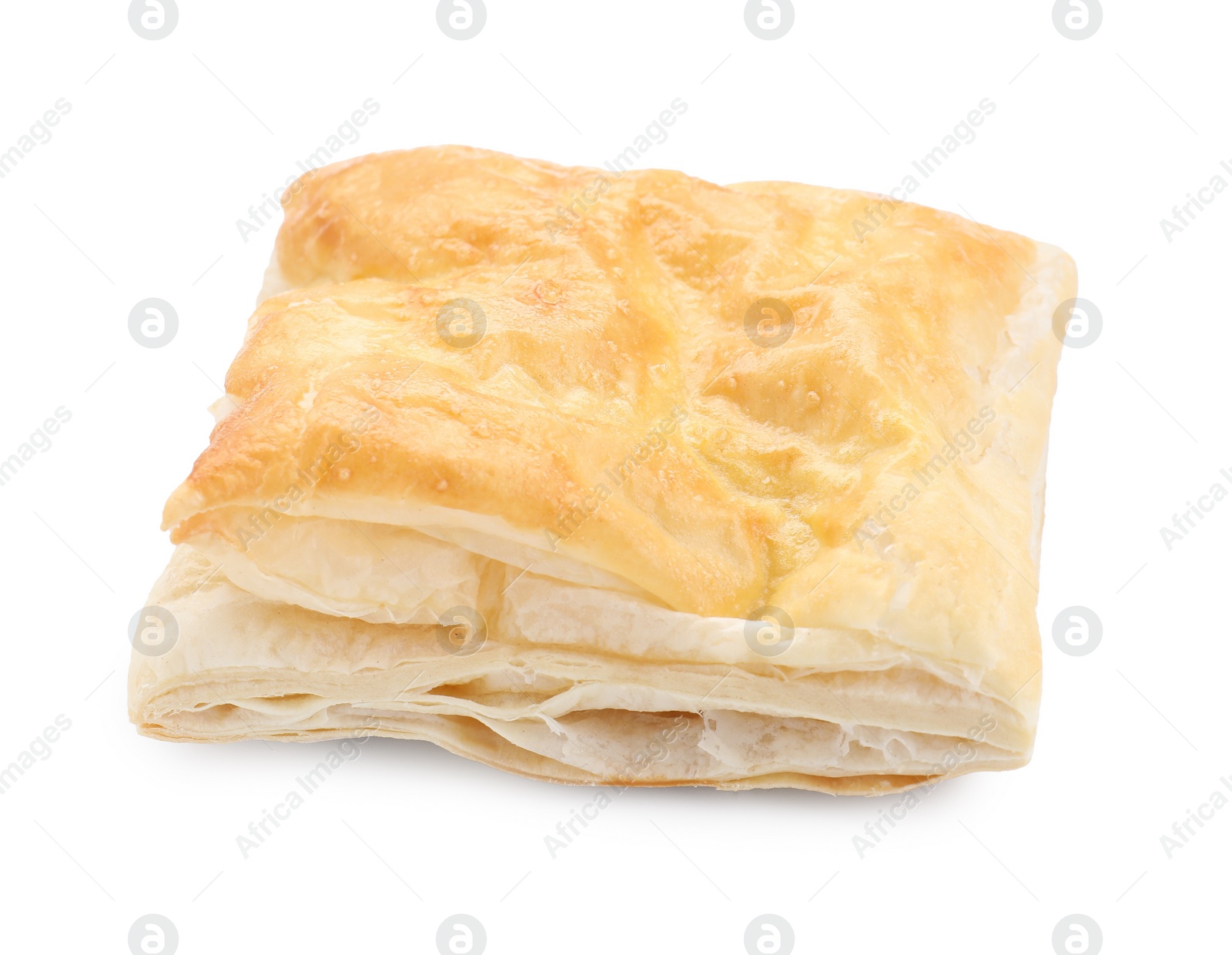 Photo of Puff pastry. One delicious fresh bun isolated on white