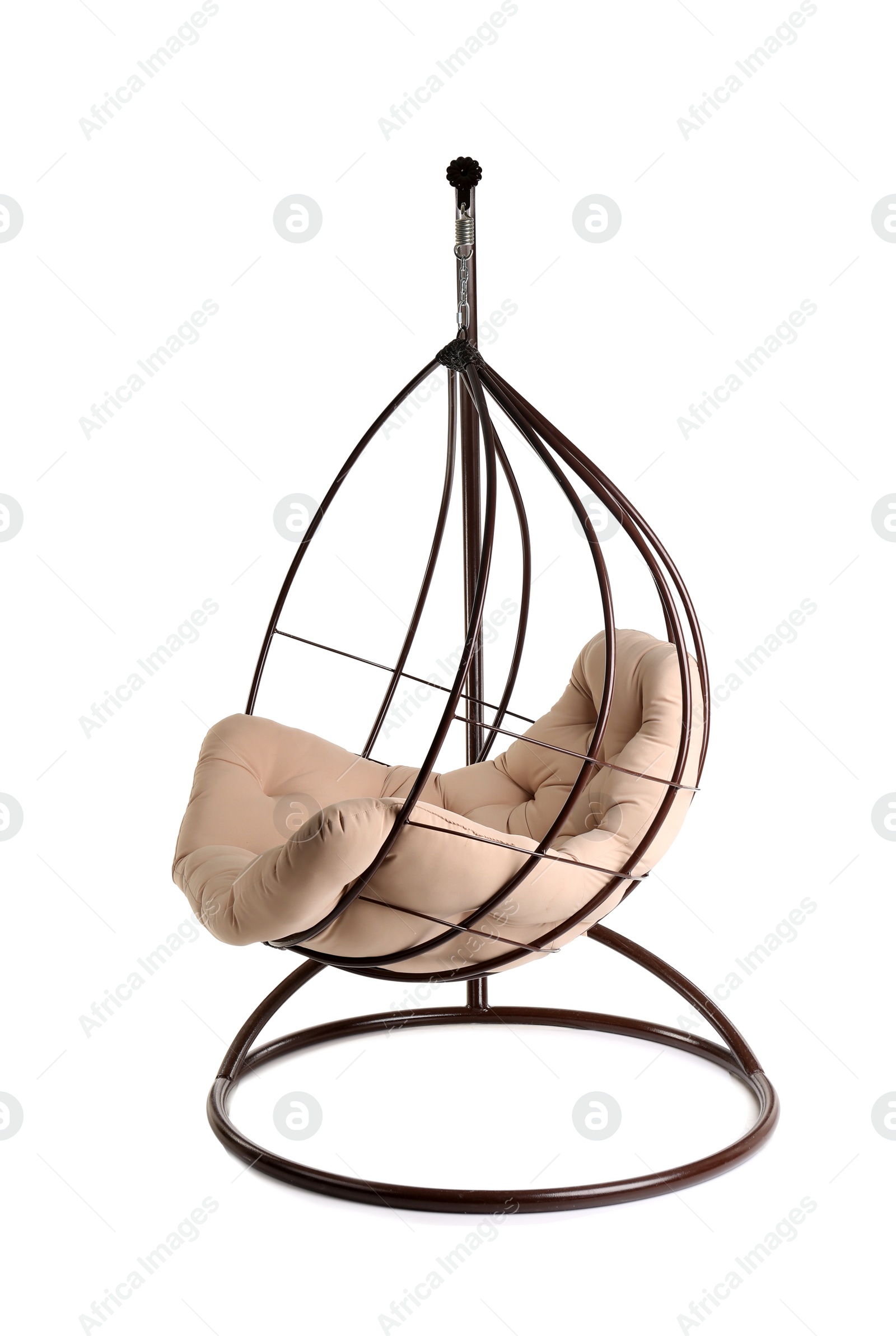 Photo of Comfortable hanging chair on white background. Interior element